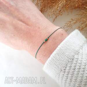 bransoletka z malachitem nitce, nitka jubilerska, kamienie