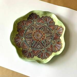 patera / talerz ceramiczny violet lace misa ceramiczna, motyw koronki