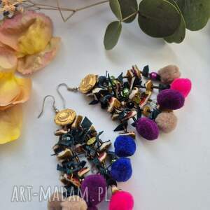 kolczyki leciutkie materiałowe box p1 rękodzieło fo wie, et, bo