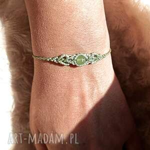 Prezent Ambrozja agat w makramie delikatna miętowa bransoletka