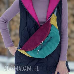 kolorowa welurowa damska nerka xxl prezent, mini plecak nerkoplecak pluszowa