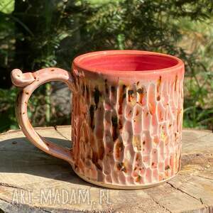 Kubek na kawę 200 ml Landrynka - różowy, ręcznie robiony ceramiczny (Poteria)
