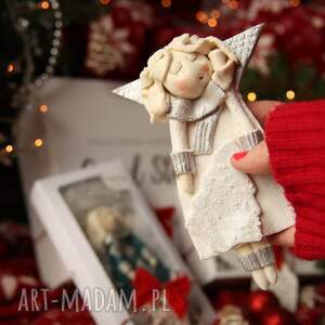 dekoracje świąteczne zimowy anioł spokoju i stabilizacji, z masy solnej