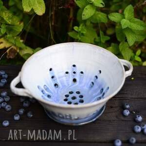 misa do serwowania umytych owoców / berry bowl biało niebieska ceramika