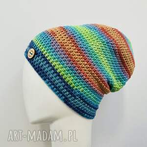 Kolorowa czapka jesienna przejściowa handmade