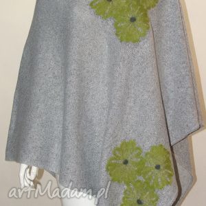 handmade poncho ponczo wełną zdobione