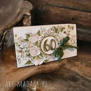 pudełko drewniane - prezent na 60 urodziny kwiaty