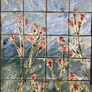 ceramystiq studio panel ozdobny goździki, obraz ceramiczny