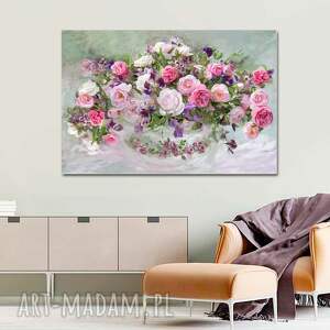 róże w wazonie 120x80, obraz na płótnie - Dom obrazy