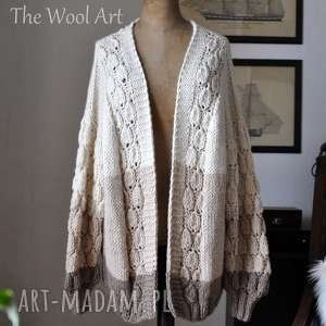 the wool art wełniany sweter kardigan na drutach