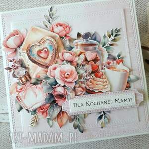 ręcznie robione scrapbooking kartki kartka na dzień matki w różach