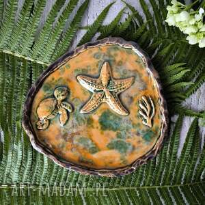 ceramiczna paterka rafa koralowa, morze ocean, motyw morski, żółw
