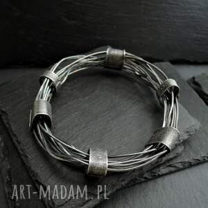 handmade surowa srebrna bransoleta