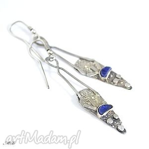 kolczyki lapis lazuli, srebrne, osydowane długie