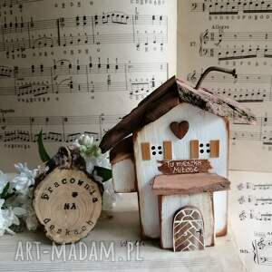 domek drewniany stojący no 2, rustykalny dekor, ozdoba do domu prezent