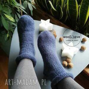 handmade bielizna skarpeciaki z wełny i alpaki mono - rolki jeans (rozmiar