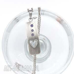 handmade naszyjniki srebrny naszyjnik z cyrkoniami i sercem