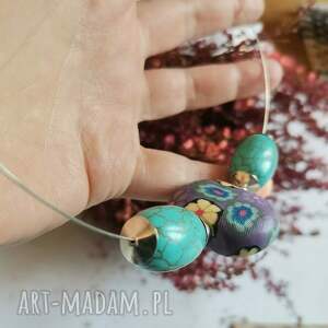 naszyjnik kolia turkus fimo box f1, etno boho, folk, frida, damska