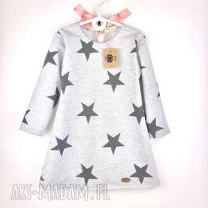sukienka dresowa star z pudrową kokardą - noeli dla dziecka ubranka
