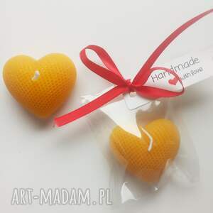 serduszka dwa kpl 2 świec z wosku pszczelego, świeca serce śweica na prezent