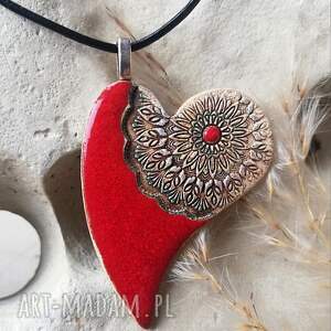 handmade naszyjniki naszyjnik z wisiorkiem w kształcie asymetrycznego serca ceramiczna