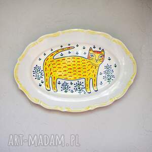 półmisek na ścianę - kot ze wsi, recznie malowane, kociara