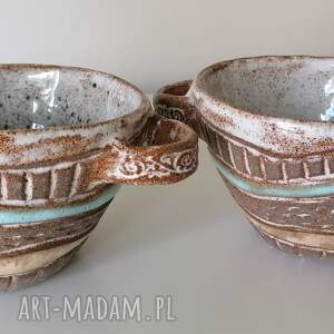 handmade ceramika komplet miseczek "wzorkowo"