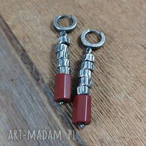 Kolczyki - jaspis czerwony, srebro 925