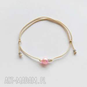 OKRĄG bransoletka z perłą regulowana - handmade z ozdobnym sznurek
