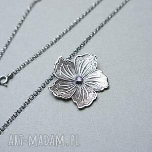 katia i krokodyl flower /violet/ - naszyjnik srebrny srebro oksydowane kwiat