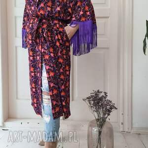 handmade płaszcze kimono mayumi długie, rękaw frędzle