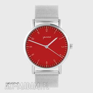 handmade zegarki zegarek, bransoletka - simple elegance, czerwony metalowy, unisex