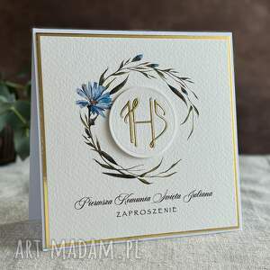 ręcznie robione zaproszenia komunijne, wzór 5d pierwsza komunia