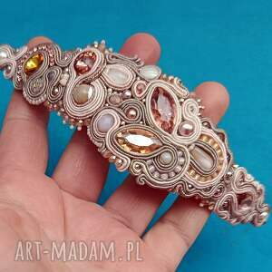 Beżowa złota, bransoletka, z kryształem, sutasz