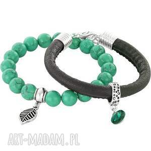 handmade green howlite & leather with emerald crystal