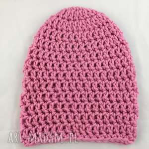 ręcznie robiona czapka różowa handmade, szydełko, rękodzieło