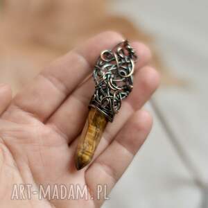handmade naszyjniki tygrysie oko - naszyjnik z kryształem