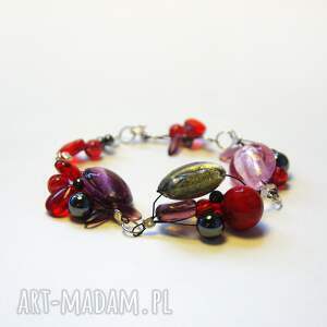 ręcznie zrobione ruby stone srebrna bransoletka