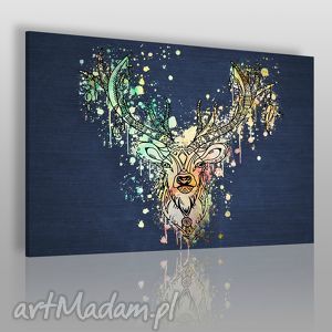obraz na płótnie - jeleń boho kolorowy - VAKU DSGN obrazy