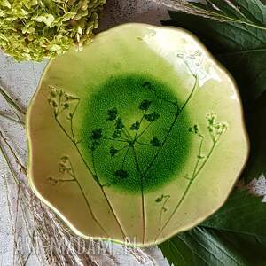 soczysta patera, patera na świece motyw roślin handmade ceramika