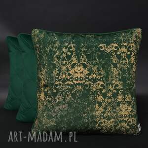 poduszki welurowe zieleń wzór ornament 45x45cm komplet poduszek, zestaw