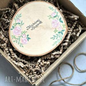 podkładka pod kubek kochanej siostrze, rustykalny prezent drewno, farby akrylowe