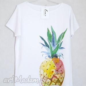 ananas koszulka bawełniana l/xl biała bluzka, nadruk