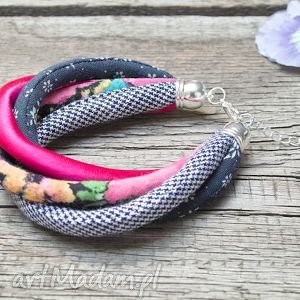 handmade kolorowa bransoletka, tkaninowa, pomysł na prezent