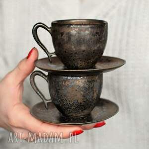 handmade ceramika filiżanki espresso ceramiczne dla pary 2x75ml