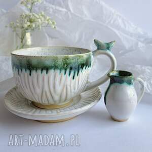 handmade ceramika filiżanka i dzbanuszek