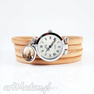 ręczne wykonanie zegarki bransoletka, zegarek - medytacja skórzany, naturalny