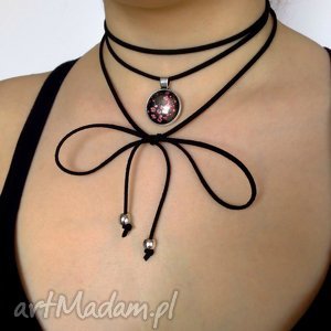 retro kwiaty - choker, rzemień szyję