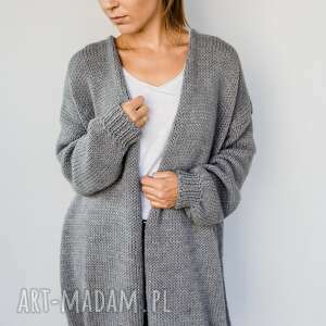 swetry długi wełniany kardigan oversize, ciepły sweter z wełny
