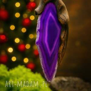 prezent na święta Ręcznie rzeźbiony wisiorek - fioletowy agat